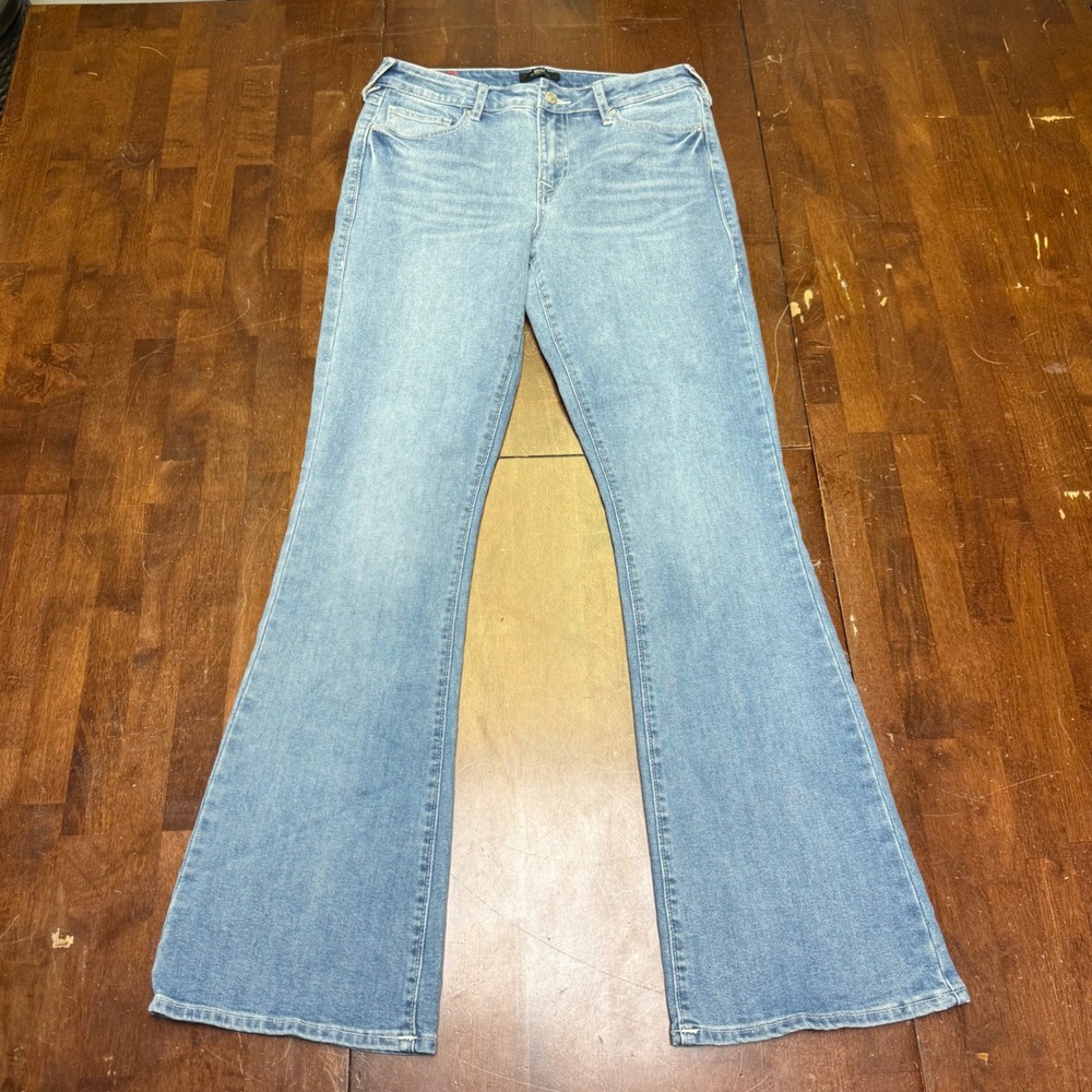 True Religion Becca Bootcut Jeans Womens 30 Blue Rhinestone Mid Rise 52537-00